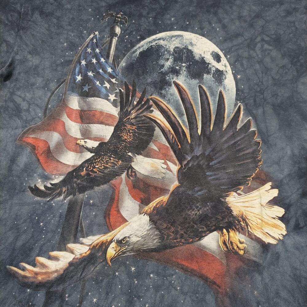 The Mountain Shirt Mens Large Eagle Flag Moon USA Tie-Dye Short Sleeve